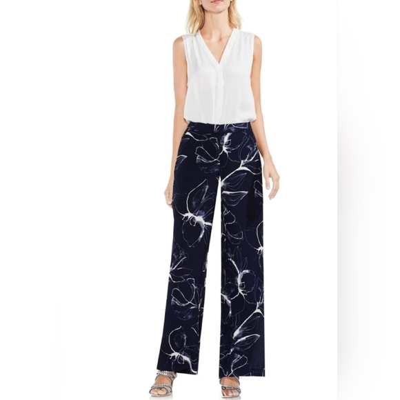 Vince Camuto, Fresco‎ Petals Wide Leg Pants In Nightsky, Size 6 - Picture 1 of 13